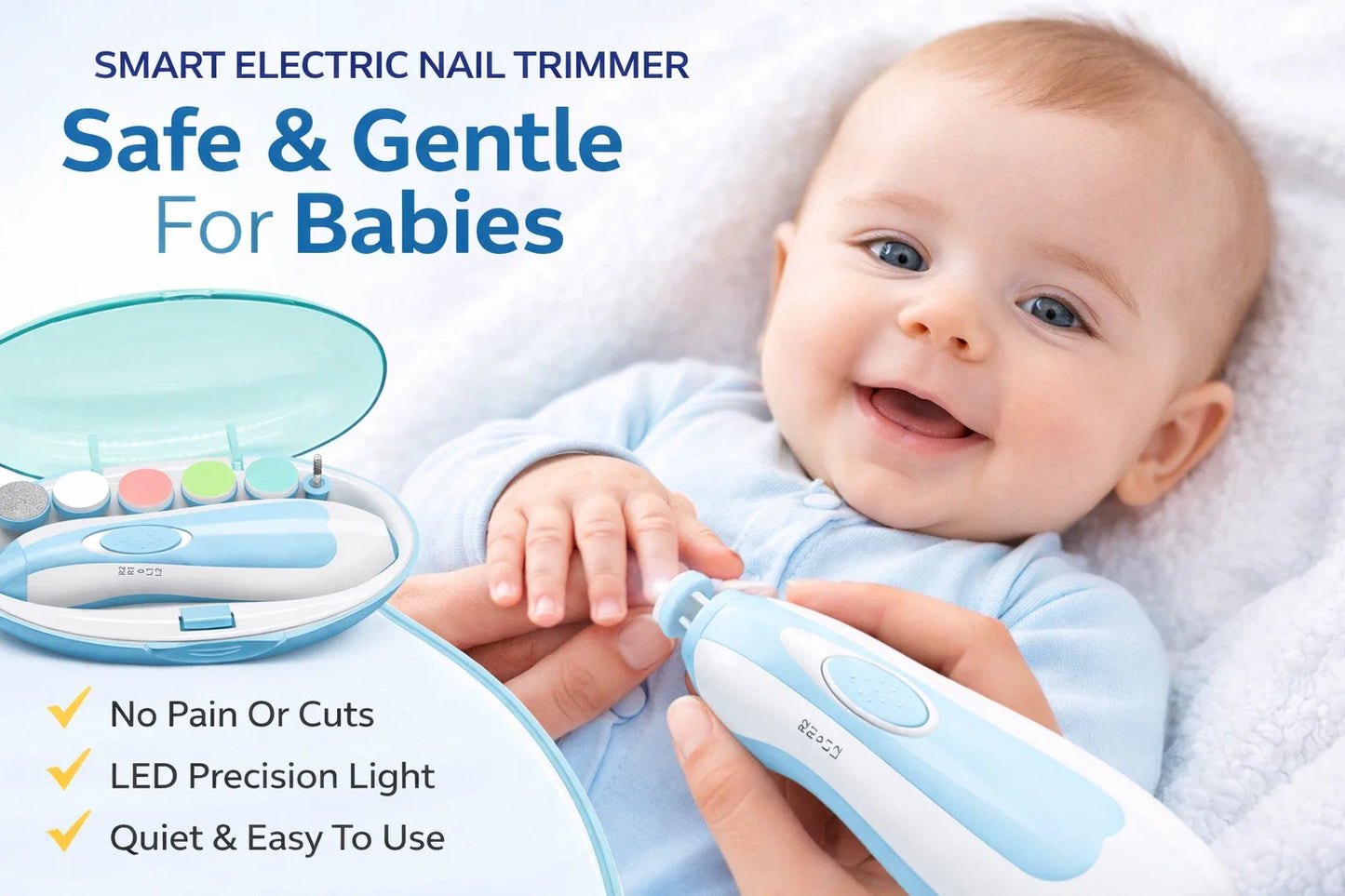 Safe Electric Nail Trimmer For Babies, Kids and Seniors (2026 Latest Model) I 50% Off (Save ₹800) Limited Stock