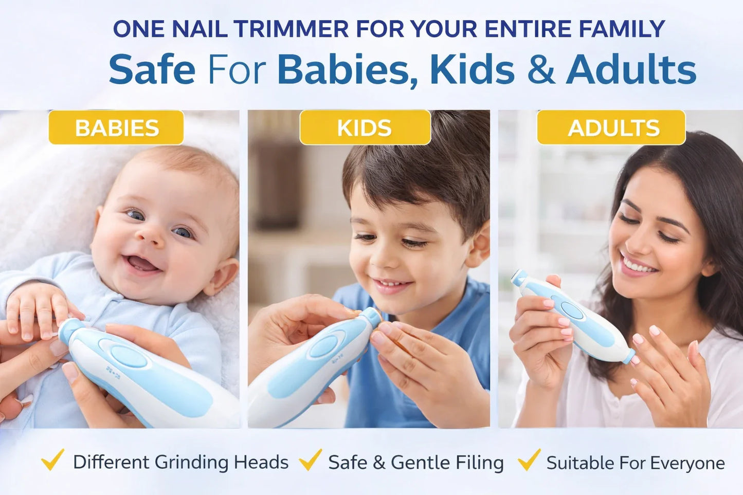 Safe Electric Nail Trimmer For Babies, Kids and Seniors (2026 Latest Model) I 50% Off (Save ₹800) Limited Stock