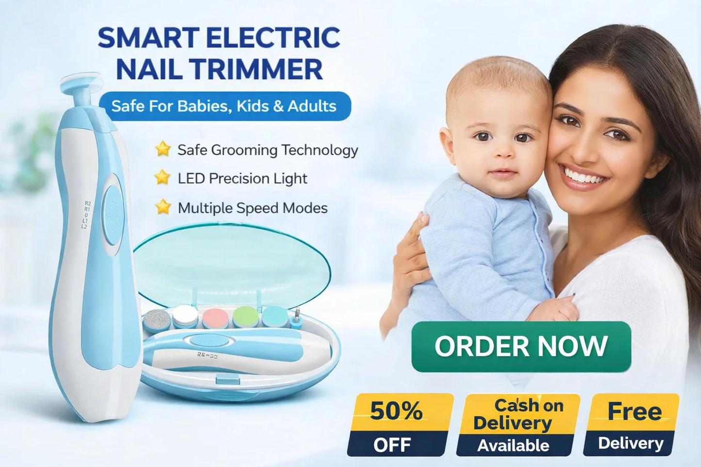 Safe Electric Nail Trimmer For Babies, Kids and Seniors (2026 Latest Model) I 50% Off (Save ₹800) Limited Stock